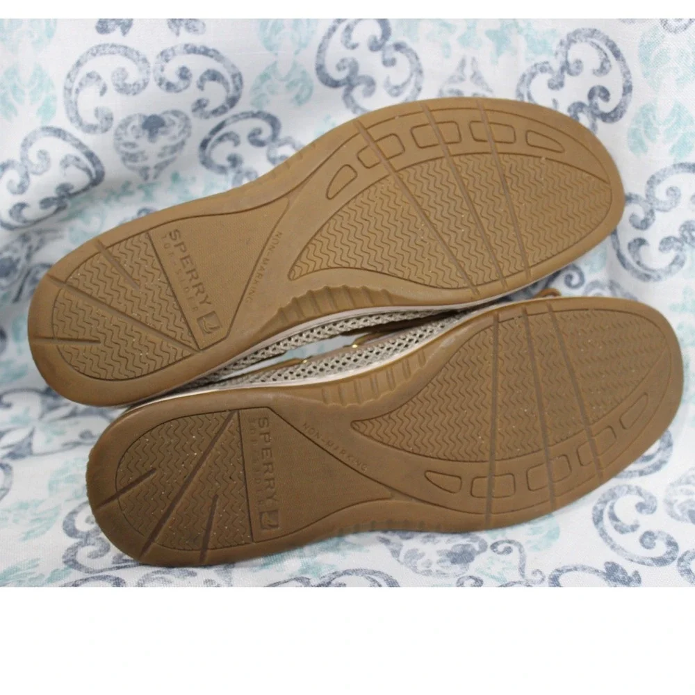 Sperry‎ Top Sider Women's Tan Gold Mesh Boat Shoes Loafers Size 8M